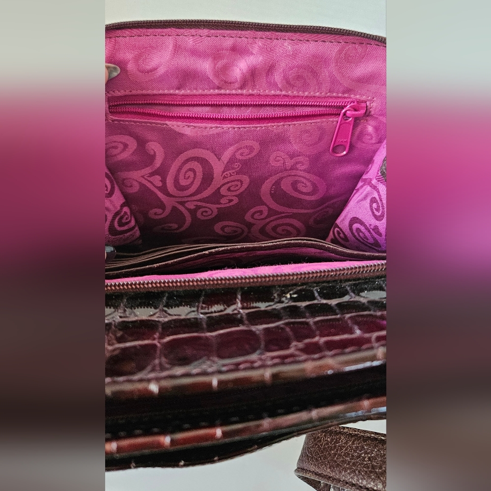 Brighton Croc Embossed Leather Shoulder Bag - Picture 5 of 13
